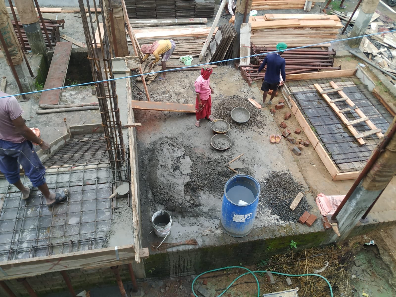 Building foundation construction by VRN Aishwaryam Homes