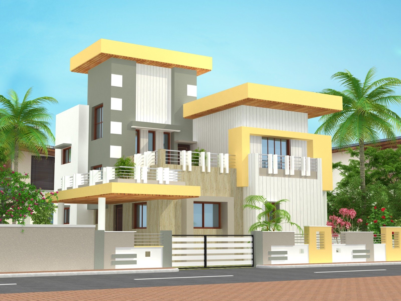 Modern 3D house elevation design in Chennai, Tamil Nadu by VRN Aishwaryam Constructions